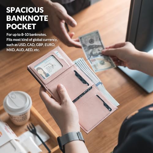 Image of VULKIT Card Holder Wallet with Coin Pocket Magnetic Closure Pop Up Cards With ID Window Leather Wallet for Cash & Credit Cards | with Coin Pocket