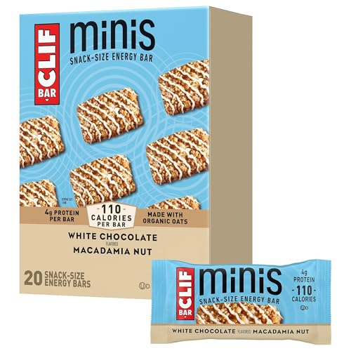 CLIF BAR Minis - White Chocolate Macadamia Nut Flavor - Made with Organic Oats - 4g Protein - Non-GMO - Plant Based - Snack-Size Energy Bars - 0.99 oz. (20 Pack)