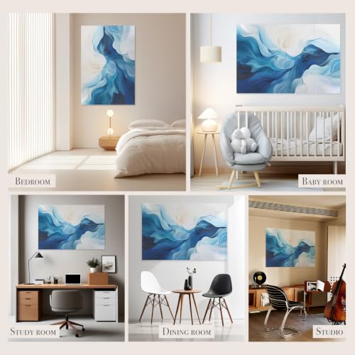 Image of Soon Global 8-Pack Acoustic Panels, Soundproof Wall Panels, 48 X 32 Inches Sound Absorbing Panels, Decorative Acoustical Wall Panels, Acoustic Treatment for Recording Studio, Harmony in Azure
