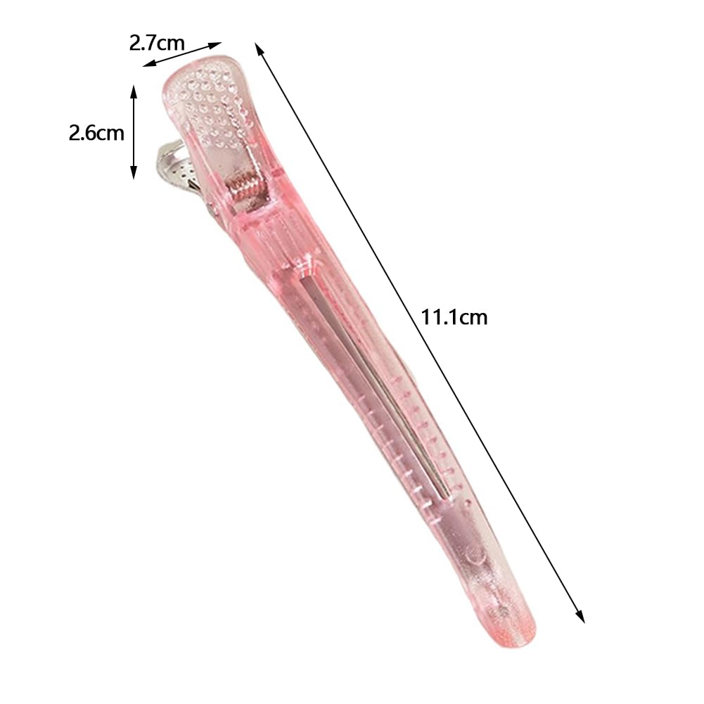 XIZONLIN 5Pcs Hair Clips Set 11.1cm Hairdresser Clips Non Slip No-Trace Duck Billed Hair Clips Hair Cutting Clips for Hairdresser Women Men Styling Sectioning Salon Pink - Image 3