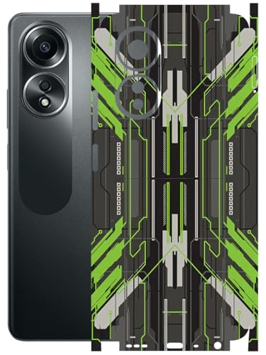 Image of AtOdds - Full Body Back Screen Guard Protector Film - Lamination Wrap Skin Sticker Compatible with Oppo A58 (4G) | Scratchproof Matte Finish (Cyber Green)