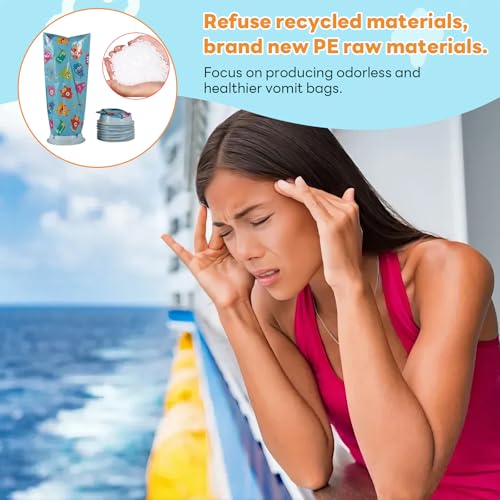 18 Stück Spuckbeutel mit Ring, Kotztüten Auto Kinder Erwachsene 1500Ml, Kotzbeutel mit Ring, Cartoon-Stil, Auslaufsicher, Perfekt Für Übelkeit Und Erbrechen, Erwachsene, Schwangere, Reiseübelkeit