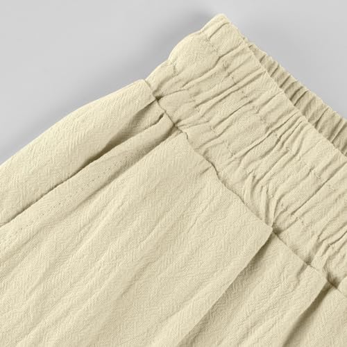 Cropped Linen Pants Women Plus Size Drawstring Elastic High Waisted Joggers Lightweight Summer Ankle Pants w/Pockets4