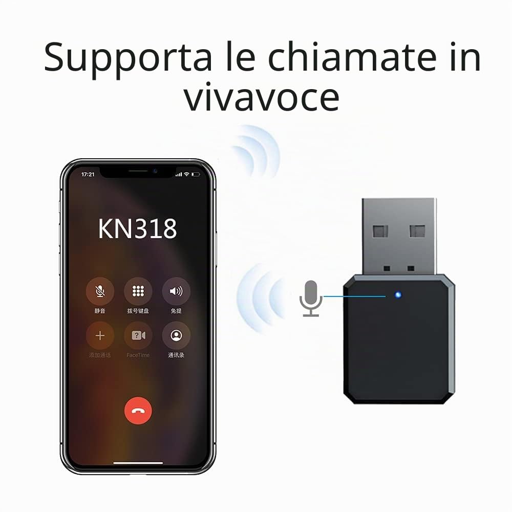 Dongle Bluetooth 5.0 USB Per Audio | Ricevitore Wireless Per TV/PC – Mini 21x16mm
