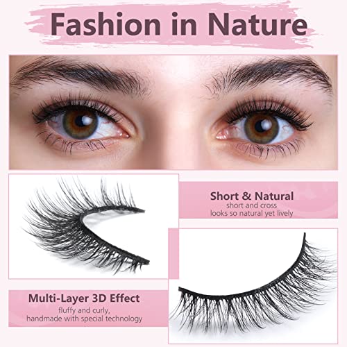 Sonafeel Short Eyelashes Natural Look Cross Wispy Daily Lashes Pack 3D Mink Lashes Fluffy Pestañas Natural False Lashes 12Mm Reusable Handmade Fake Eyelashes #TOP1