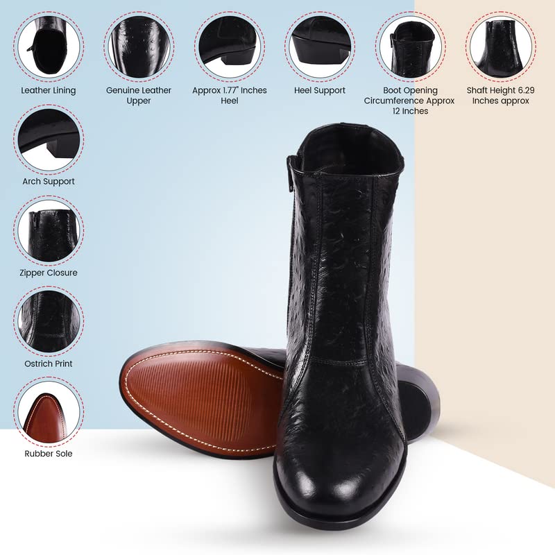 Image of LIBERTYZENO Mens Animal Print & Plain Leather Adults High Ankle Retro Dress Boots for Easter Gift