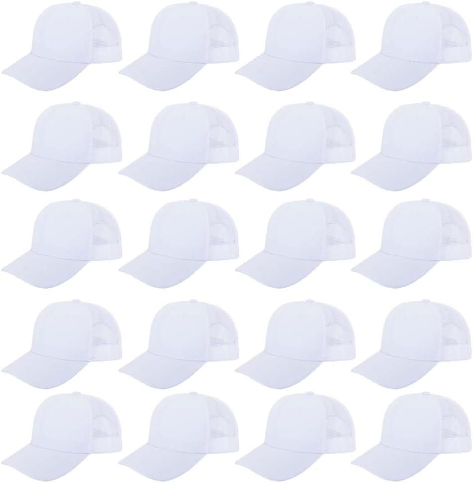 ZH 20 Pack Blank Mesh Trucker Hats, Bulk Baseball Caps Adjustable for Men and Women, Wholesale Plain Snapback Caps image 4