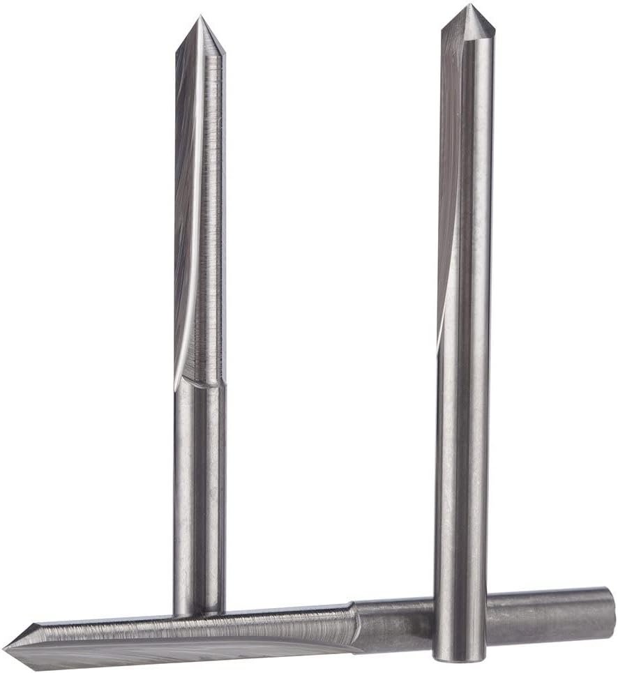 Buy 2 get 3 HUHAO 5PCS CNC Engraving Bits, 60 Degree V Bits with 2-Flute Straight Groove 1/8Shank 0.1mm Tip Carbide Tools