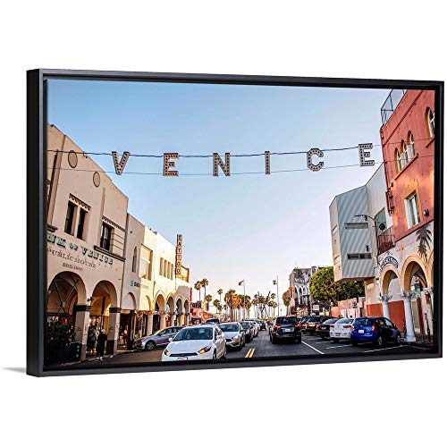 The Venice Sign, Modern Replica of 1905 Black Float Frame Canvas Art, Los Angeles Artwork