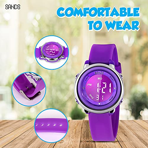 Kidstech Kids Digital Watch - Waterproof, 7-Color LED Backlight Digital Watch for Kids, Multifunctional Luminous Display Watch for Girls and Boys4