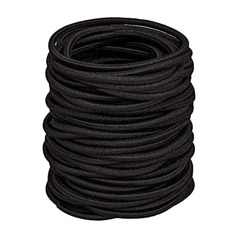 30 Pcs Elastics Hair Bands 4mm Hair Ties No Metal Ponytail Holders for Women/Girls(Black) Cover