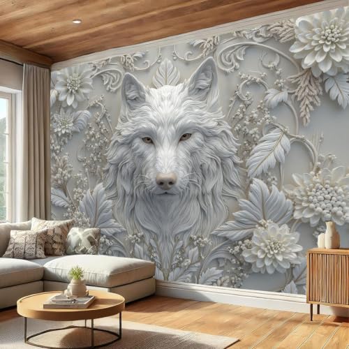 Papier peint loup 3D 400x280cm pour masquer les défauts du mur - 5