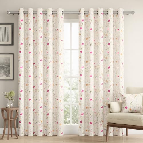 Image of Wakefit Printed Blackout Long Door Curtains 9 Feet | Set of 1 | Upto 99% Room Darkening | Double Layered Fabric | Thermal Insulated & Noise Reducing Curtains for Living Room| Splash Beige