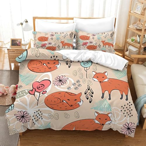 Housse de couette renard microfibre douce anti-plis pour lit deux personnes - 3