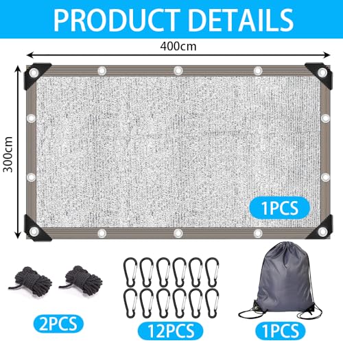 Schattennetz Auto Hund 3x4 m, Sonnenschutznetz Auto, Reflektierende Schattenplane Camping, Aluminium Schattierungsnetz, 80% UV-Schutz-Sonnenschutz, Hitzeschutzfür Outdoor Gewächshaus, Hund, Tiere