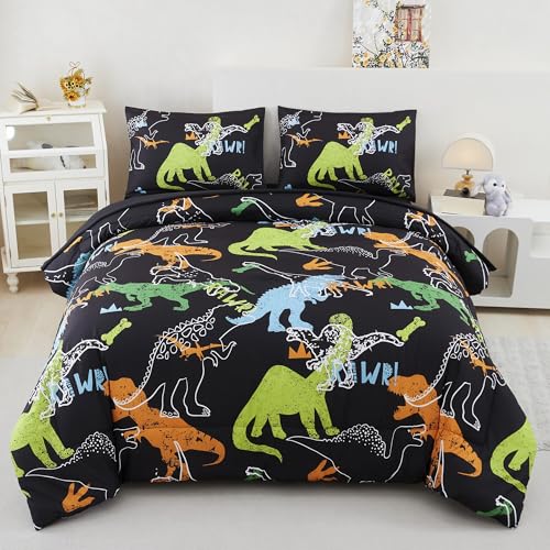 RYNGHIPY Dinosaur Comforter Set Twin Size 3Pcs Dinosaur Bedding Set