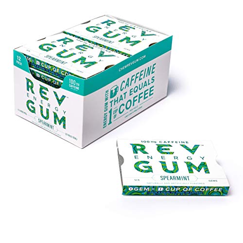 image for Rev Gum Caffeine Energy Gum | 100mg of Caffeine per Gem | Spearmint Su