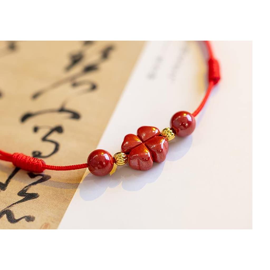 Cavigliera in Corda Intrecciata con Perline Rosse Perline di trasferimento a Catena con Corda Rossa Femminile Semplice e fine Intrecciata a Mano Mori Fidanzata Regalo Moda