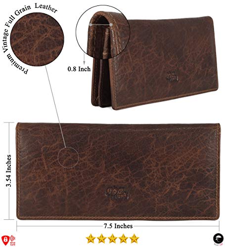Image of RFID Blocking Mens Genuine leather Bifold Long Wallet