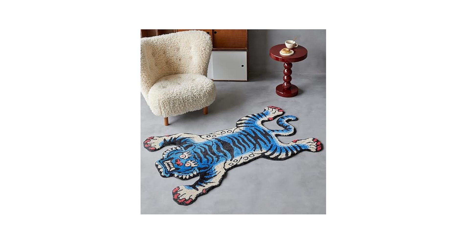 本物!　ホワイトタイガー tibetan tiger rug ホワイト S チベタンタイガーラグ Tibetan Tiger Rug White