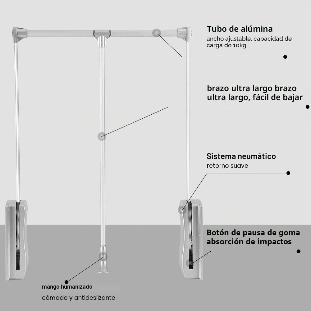 GOTOTOP - Barra de armario ajustable 450-1150 mm barra de armario plegable extensible (830-1150)