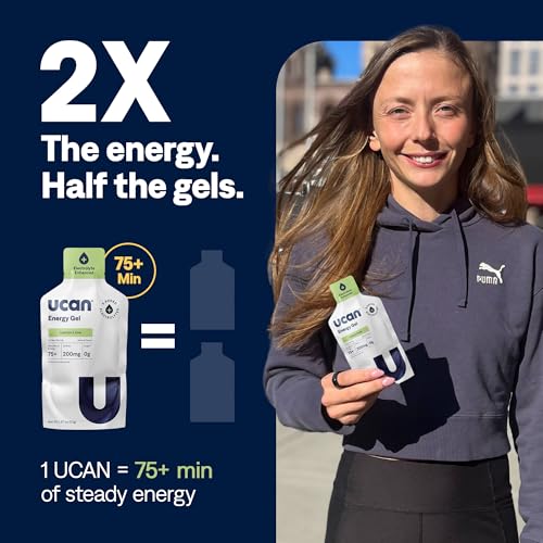 Image of UCAN Edge Energy Gel Shots, Lemon-Lime + Electrolyte (12, 2 Ounce Packets) for Running, Training, Workouts, Fitness, Cycling, Crossfit | Sugar-Free, Vegan, & Keto Friendly Energy