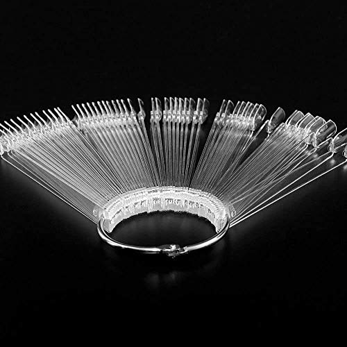 Nail Display Tips Lukytimo 100 Pcs Clear Fan-Shaped False Nail Polish Board Nail Art Tips Practice Sticks Tools With Ring Holder (Transparent) (100) #TOP5