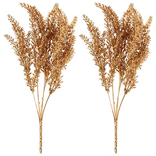 Amosfun 2 PeÃ§as de Flores Artificiais de Natal Brilhantes de Trigo Falso Picaretas Hastes de BuquÃª