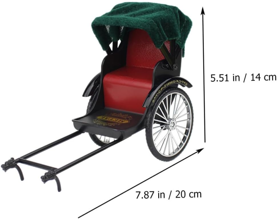 Metal Rickshaw Model Craft Mini Toys Creative Ornament for Office Home Decor Retro Dec