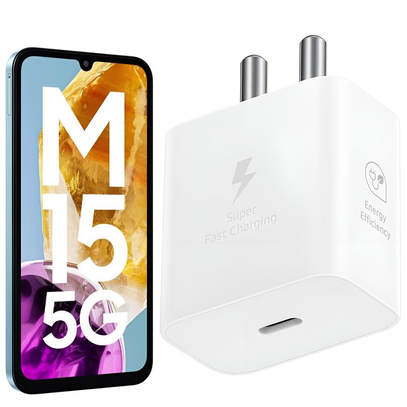 Image of 25W USB Type-C GaN Charger Adapter - Compatible with Samsung Galaxy M15 5G More Super Fast 25W Charging Adapter for M05, A15, F15, M35, A35, F35, S23, S23 FE, S21 FE - Type-C PD Charging Port, White.