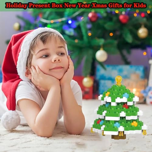 Image of Christmas Tree Building Micro Blocks Set Compatible with Lego Christmas Advent Calendar 2026 Stacking New Toys Holiday Present Box New Year Xmas Gifts for Kids and Adults (Christmas Tree)