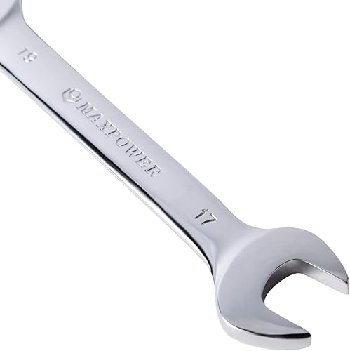 Miniatura 3 de MAXPOWER Juego de llaves dobles de extremo abierto, 8 piezas, llaves de grado industrial con cromado, fabricadas con acero Cr-V forjado y tratado
