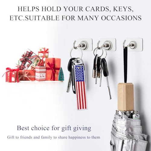 Image of 4 PCS American Flag Key Chain, Flag Key Chain Tag with Key Ring, Embroidered Keys Chain for Car & Motorcycle