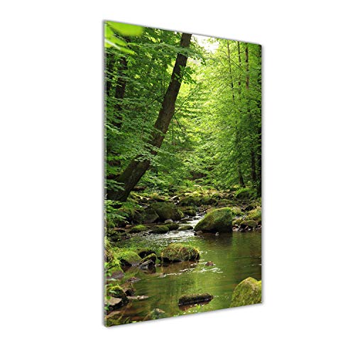 Impression sur verre de 50x100 cm image paysage rivière forêt vert - 2