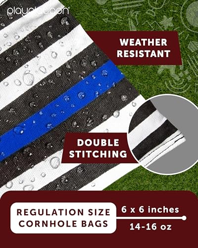 Image of Play Platoon Cornhole Bags Weather Resistant- Set of 8 Regulation Bean Bags for Tossing- Official Professional Size & Weight Corn Hole Bags Two Color All Weather Cornhole Beans Bag Set with Tote Bag