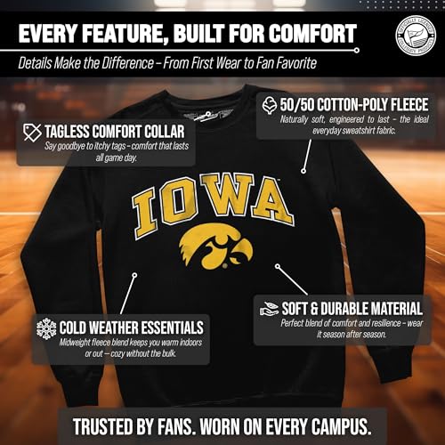 Image of NCAA College Sweatshirt Fleece Crewneck Pullover for Men and Women | Officially licensed NCAA college gameday crewneck pullover - 9 oz fleece lined sweatshirt with arch and logo design