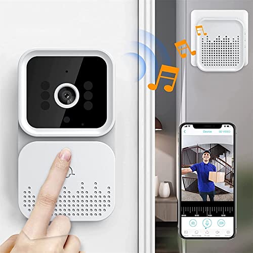 KLiHDSM Wireless Remote Video Doorbell,Home Smart Doorbell Intercom HD Night Vision WiFi Charging Anti-Theft Doorbell,Two-Way Talk, Photo White KLiHDSM Wireless Remote Video Doorbell,Home Smart Doorbell Intercom HD Night Vision WiFi Charging Anti-Theft Doorbell,Two-Way Talk, Photo White