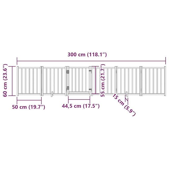 Foto 3 de 8 de vidaXL Puerta de Perros Plegable 6 Paneles Madera Abeto Negra 300 cm