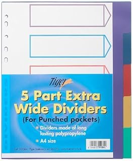 A4 EXTRA WIDE COLOUR CODED 5 PART STRONG FILING SUBJECT DIVIDERS Tabbed Index