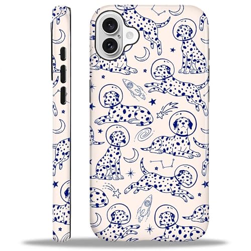 ANLUN STORE Case for iPhone 16, Hybrid Dual Protection Soft TPU + Hard PC Shockproof Cover Anti-Scratch & Slim Protective for Men Women Case Space Dog Astronaut Line Art Design
