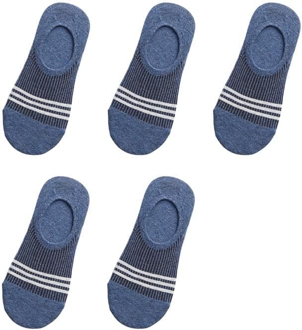 5 Pairs Men Spring Summer Striped Cotton Boat Socks Breathable Sweat-absorbent Invisible Short Sock