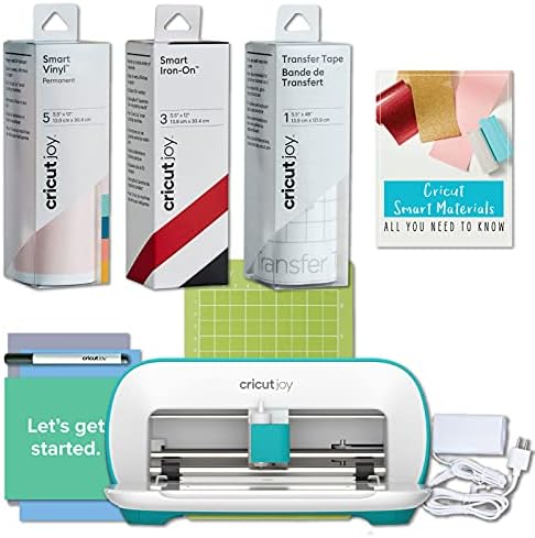 Cricut Joy Machine with Smart Iron-On, Smart Vinyl Sample Packs and Transfer Tape Bundle - Portable DIY Decal and T-Shirt Maker, Smart Compact Tool for Customized Crafts, Cards and Home Decor Projects