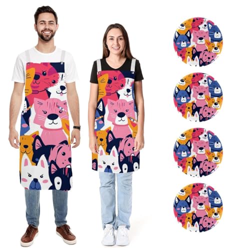 Tablier de cuisine chat tigre coloré pour cuisiner en famille