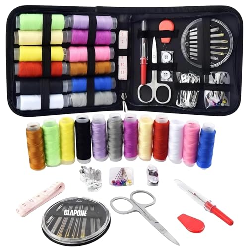 Image of VERAT 72 Pcs Sewing Kit with Box, Portable Sewing Supplies Set with 12 Thread Spools, Scissors, Needles, Tape Measure for DIY, Beginners, Adults, Emergency, Travel & Stitching Items Box for Home