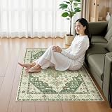 HAOCOO ラグ 春夏用 ペルシャ風 90х150cm 約1畳 薄手 カーペット 洗える 一人暮らし 耐磨耗性 滑り止め 防音 室内用 ラグマット シェニール オールシーズン適用 抗菌防臭 メダリオン柄 グーリン