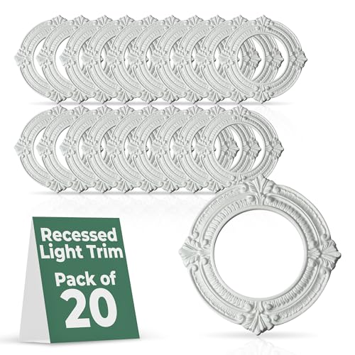 Image of Renovators Supply Manufacturing Pack of 20 Ceiling Light Trim Medallion 10'' Polyurethane White