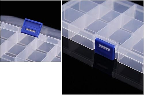 Miniatura 7 de Organizador de plástico Caja de almacenamiento de contenedores Divisor ajustable 15 rejillas Pendientes transparentes Ear Stud Caja de
