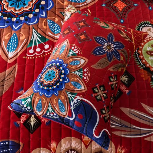 BEDIFANY Velvet King Size Quilt, 3 PCs Boho Ethnic Style Quilt Bedding Set by BEDIFANY - Used condition - Image 4