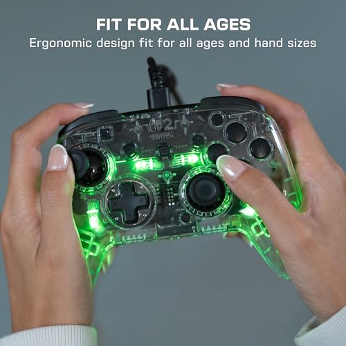 Turtle Beach Afterglow Transparente Manette de gaming RGB filaire Sous licence officielle pour Nintendo Switch 2