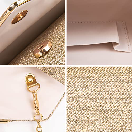 Larcenciel Clutch Purses for Women, Sparkling Envelope Evening Bag with Detachable Chain3